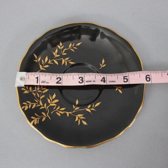 Loreiga Teacup With Saucer Black Gold Porcelain Teacup With Saucer - Picture 6 of 12